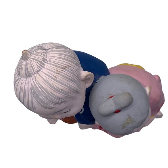 Japanese Figurines Hakata Doll Association Boy Girl Doll Resting Bisque Culture - Picture 7 of 12